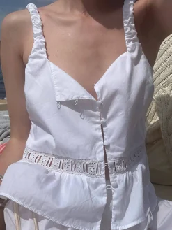 Hot Djerf Avenue Airy Poplin Buttoned Top White
