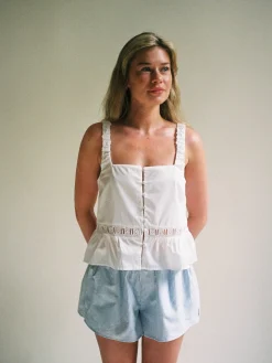 Hot Djerf Avenue Airy Poplin Buttoned Top White