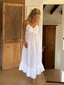 Clearance Djerf Avenue Airy Poplin Midi Dress White