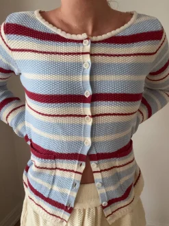 Clearance Djerf Avenue Amorini Pocket Cardigan Coastal Stripe