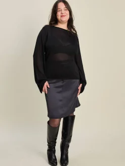 Hot Djerf Avenue Bateau Long Sleeve Top Black
