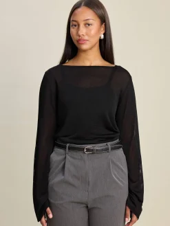 Hot Djerf Avenue Bateau Long Sleeve Top Black