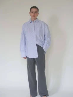 Best Djerf Avenue Breezy Classic Shirt Blue stripe