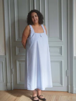 Best Djerf Avenue Breezy Embroidered Dress Blue