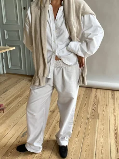 New Djerf Avenue Breezy Pants Beige Stripe