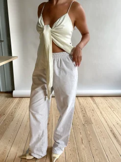 New Djerf Avenue Breezy Pants Beige Stripe