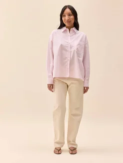 Clearance Djerf Avenue Breezy Shirt Pink Stripe