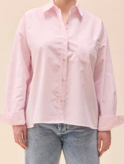 Clearance Djerf Avenue Breezy Shirt Pink Stripe