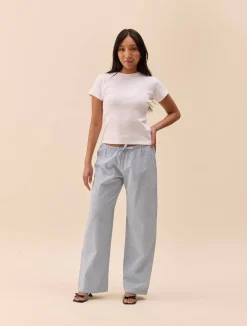 Djerf Avenue Broderie Pants Airy Blue - Tall