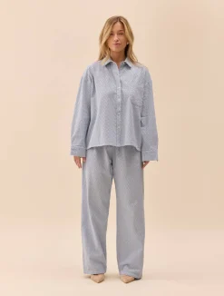 Djerf Avenue Broderie Pants Airy Blue - Tall