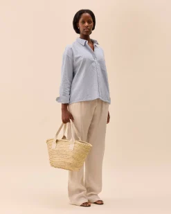 New Djerf Avenue Broderie Shirt Airy Blue