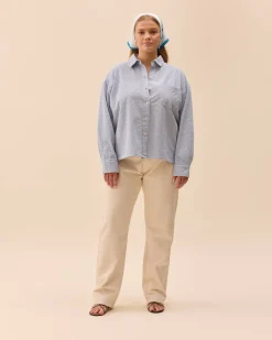 New Djerf Avenue Broderie Shirt Airy Blue