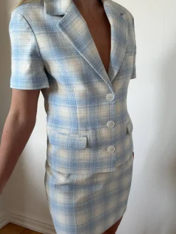 Online Djerf Avenue Brunch Blazer Blue Plaid