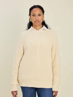 Outlet Djerf Avenue Chunky Raglan Roundneck Off White