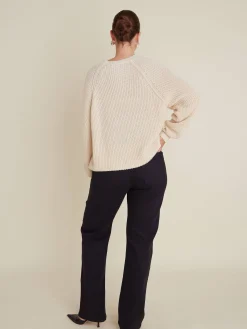 Outlet Djerf Avenue Chunky Raglan Roundneck Off White