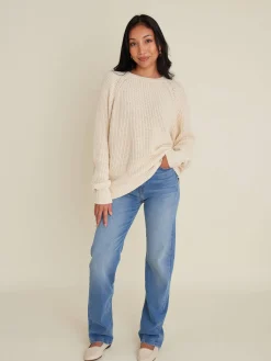 Outlet Djerf Avenue Chunky Raglan Roundneck Off White