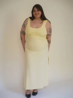 Sale Djerf Avenue Citrine Midi Slip Dress Light Yellow