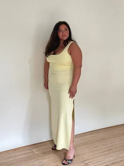 Sale Djerf Avenue Citrine Midi Slip Dress Light Yellow