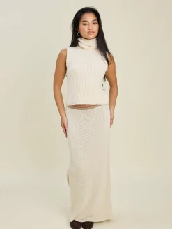 Outlet Djerf Avenue Contrast Midi Skirt Ivory