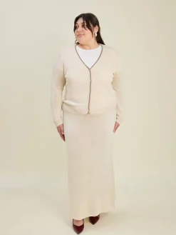Outlet Djerf Avenue Contrast Midi Skirt Ivory