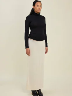 Outlet Djerf Avenue Contrast Midi Skirt Ivory