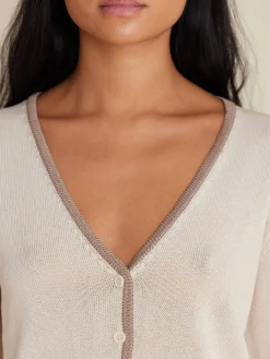 Best Djerf Avenue Contrast V-neck Cardigan Ivory