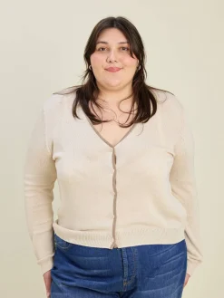 Best Djerf Avenue Contrast V-neck Cardigan Ivory