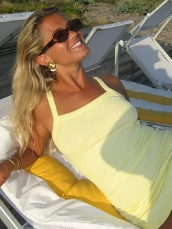 Outlet Djerf Avenue Daily Tank Dress Ribbed Baby Yellow