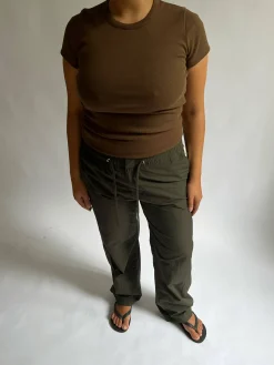 Outlet Djerf Avenue Daily T-Shirt Ribbed Cocoa