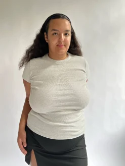 Best Djerf Avenue Daily T-Shirt Ribbed Grey Melange