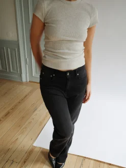Best Djerf Avenue Daily T-Shirt Ribbed Grey Melange