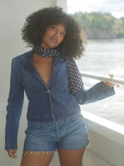 Hot Djerf Avenue Day-to-day Denim Blazer Dark Blue