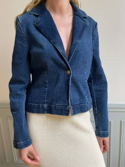Hot Djerf Avenue Day-to-day Denim Blazer Dark Blue