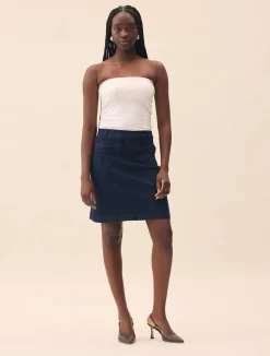 Best Djerf Avenue Denim A-line Skirt Midnight Blue