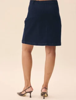 Best Djerf Avenue Denim A-line Skirt Midnight Blue