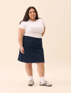 Best Djerf Avenue Denim A-line Skirt Midnight Blue