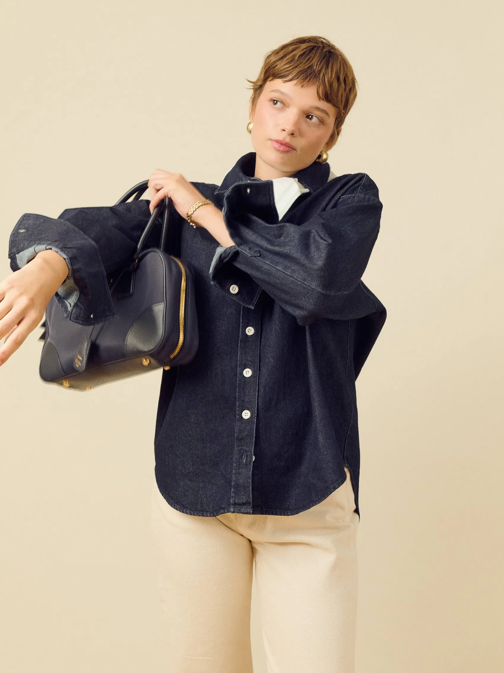 Outlet Djerf Avenue Denim Shirt Dark blue