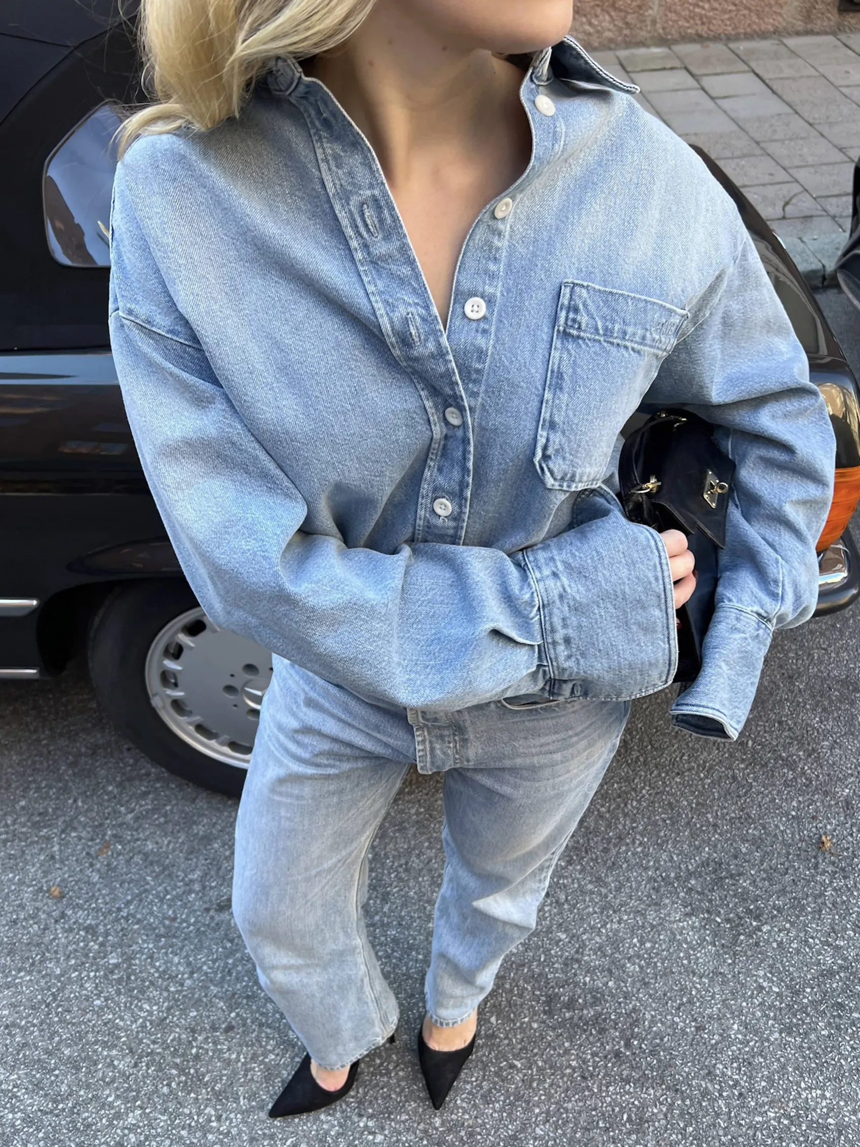 Hot Djerf Avenue Denim Shirt Washed Blue