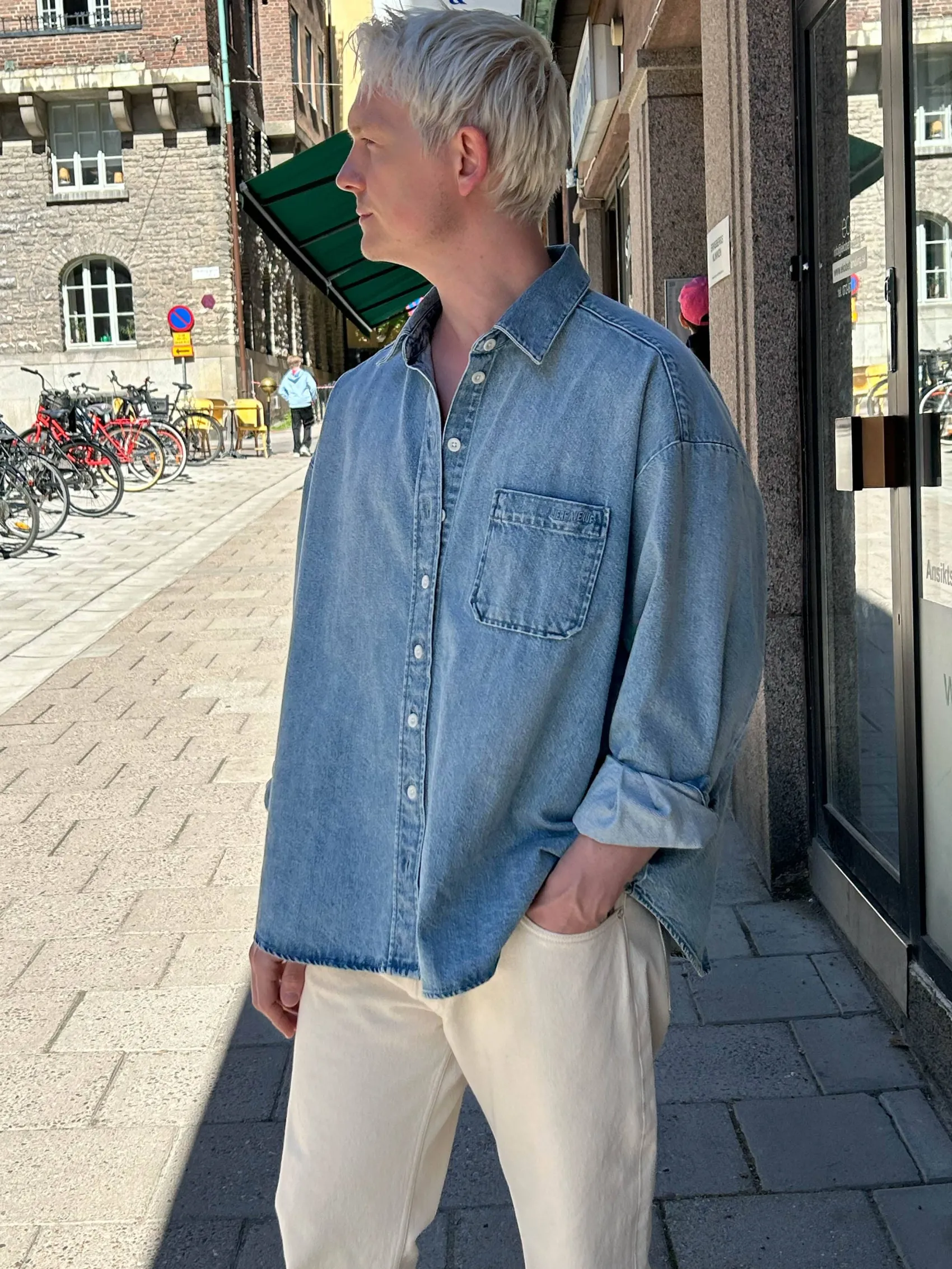 Hot Djerf Avenue Denim Shirt Washed Blue