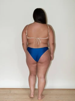 Online Djerf Avenue Dove Satin Bikini Bottom Deep Blue