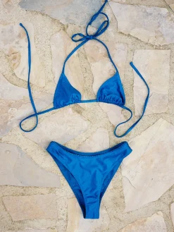Online Djerf Avenue Dove Satin Bikini Bottom Deep Blue