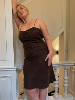 Clearance Djerf Avenue Dream Dress Midi Dark mocha
