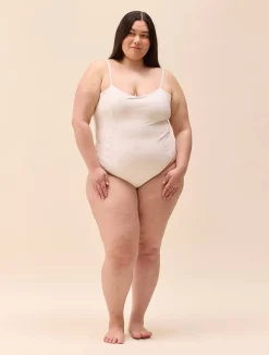 Online Djerf Avenue Embroidered Essential Swimsuit Cream