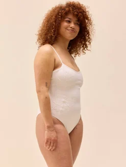 Online Djerf Avenue Embroidered Essential Swimsuit Cream