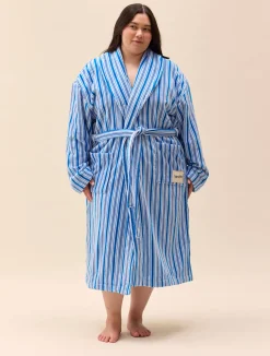 Djerf Avenue Essential Robe Blue Stripe