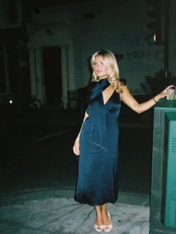 Discount Djerf Avenue Evening Midi Dress Midnight Blue
