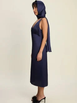 Discount Djerf Avenue Evening Midi Dress Midnight Blue