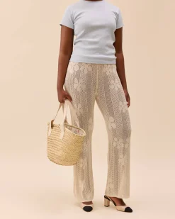 Clearance Djerf Avenue Flower Pants Ivory