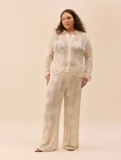 Clearance Djerf Avenue Flower Pants Ivory