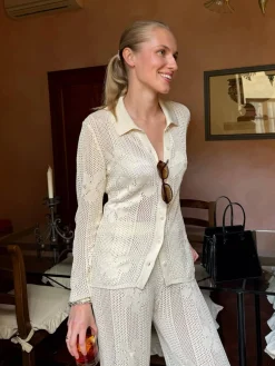Best Djerf Avenue Flower Shirt Ivory